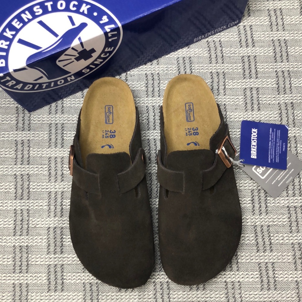 BEST NWT | Women's Mocha Suede Birkenstock Boston Shoes - Narrow Fit